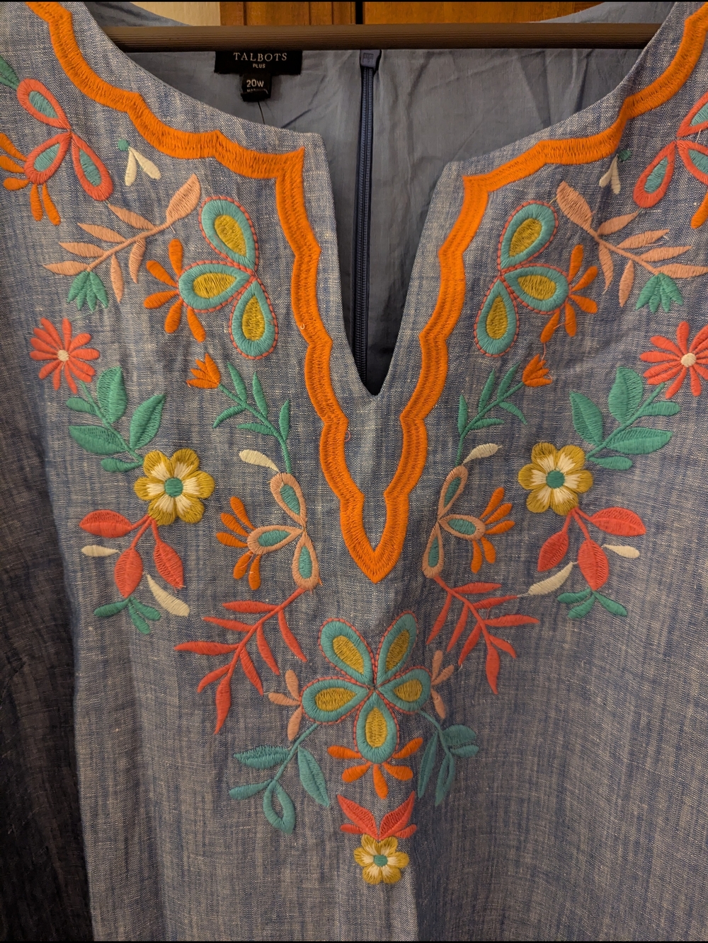 NWT Embroidered Linen Shift Dress Size 20W - Picture 4 of 8